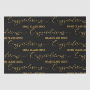 Modern Black and Gold Congratulations Graduations Tissue Paper