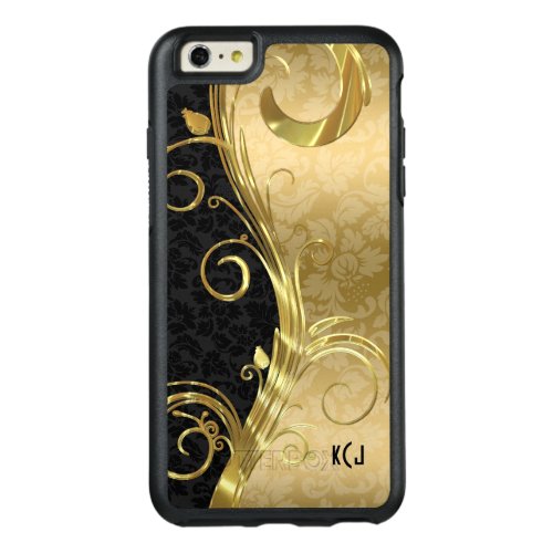 Modern Black And Gold Damask OtterBox iPhone 66s Plus Case