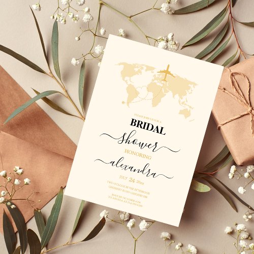 Modern Black and Gold Destination Passport Bridal Invitation