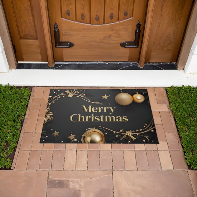 Modern Black and Gold Doormat (Outdoor)