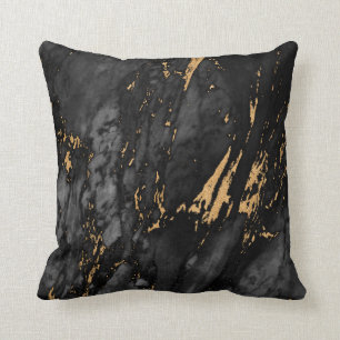 Modern Black and Gold Dusty Texture Throw Pillow