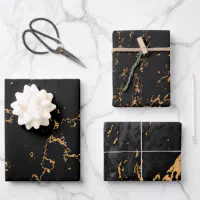 Modern Black and Gold Dusty Wrapping Paper Sheets