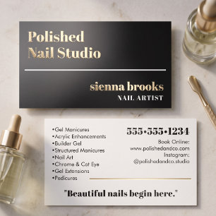 Modern Black and Gold Elegant Minimalist Design Foil Business Cards