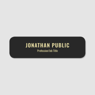 Modern Black And Gold Employee Staff Professional Name Tag