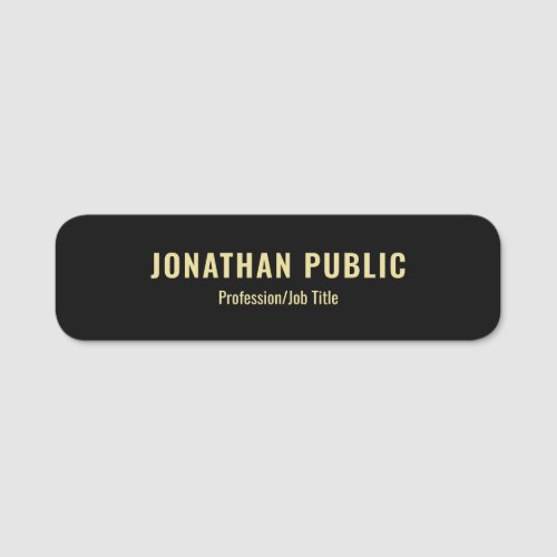 Modern Black And Gold Employee Staff Professional Name Tag