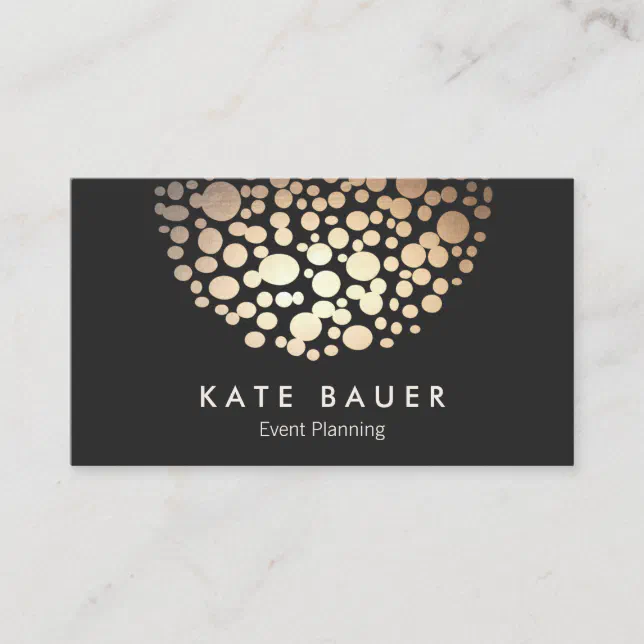 Modern Black and Gold Event Planner Business Card | Zazzle