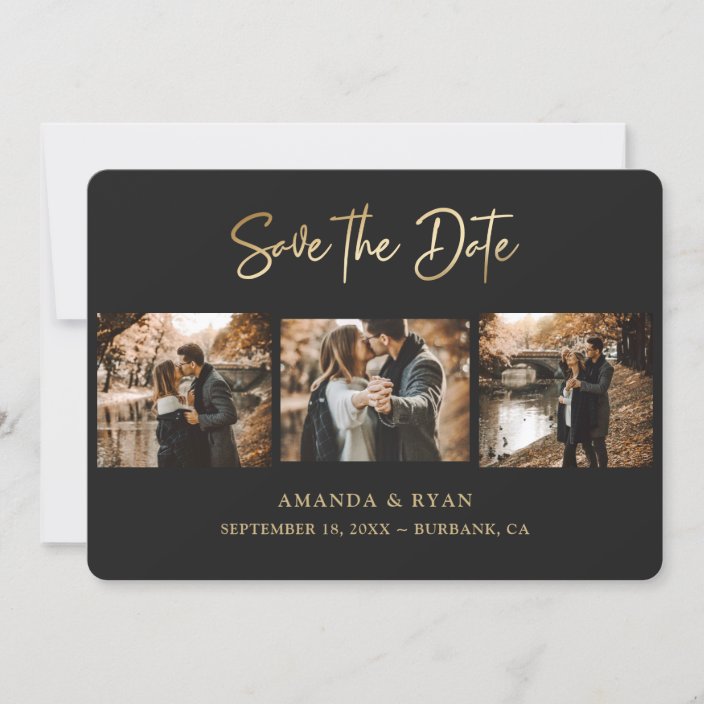 Modern Black and Gold Foil Wedding 3 Photo