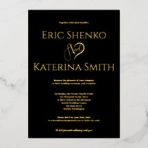 Modern Black and Gold Foil Wedding Invitation