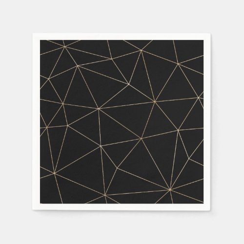 Modern black and gold geometric napkin