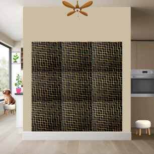 Modern Black and Gold Geometric Tile