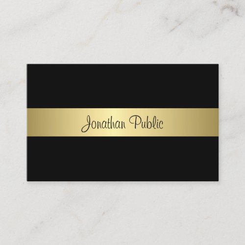 Modern Black And Gold Glam Charming Plain Business Card