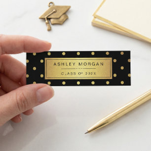 Modern Black and Gold Glitter Graduation Name Card