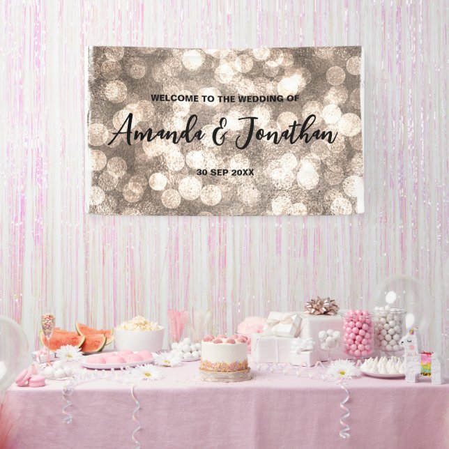 Modern Black and Gold Glitter Wedding Welcome Sign (Party)