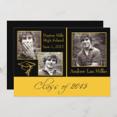 Modern Black and Gold Graduation Announcement (Front/Back)