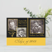 Modern Black and Gold Graduation Announcement (Standing Front)