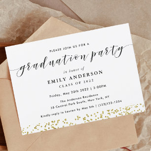 Modern Black and Gold Graduation Party Invitation