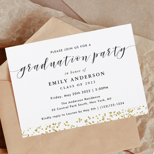 Modern Black and Gold Graduation Party Invitation (Creator Uploaded)