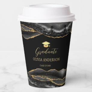 Modern Black and Gold Graduation Party  Paper Cups