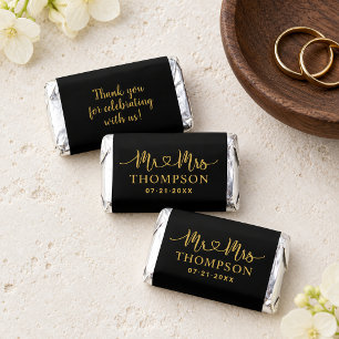 Modern Black and Gold Heart Script Monogram Hershey's Miniatures