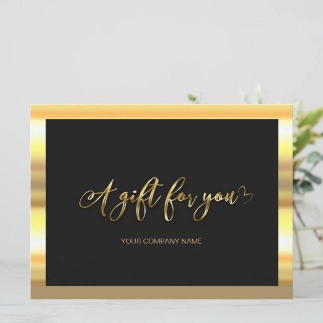 Modern Black And Gold | Logo Gift Certificate (Standing Front)