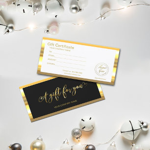 Modern Black And Gold Logo Gift Certificate