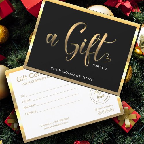 Modern Black And Gold  Logo Gift Certificate
