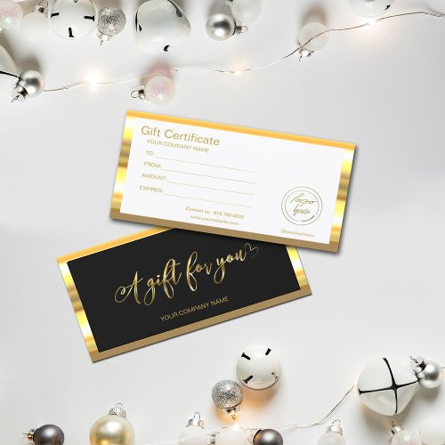 Modern Black And Gold  Logo Gift Certificate