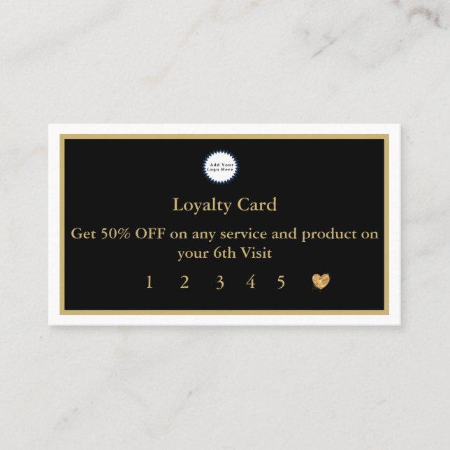 Modern Black And Gold Logo Loyalty Card (Front)
