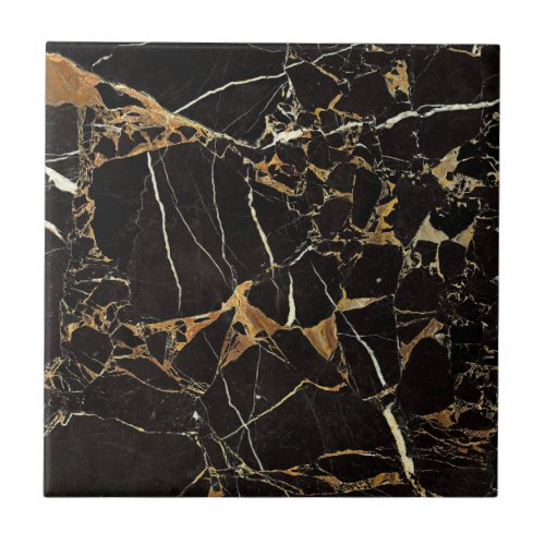 Modern Black and Gold Marble  Custom Ceramic Tile