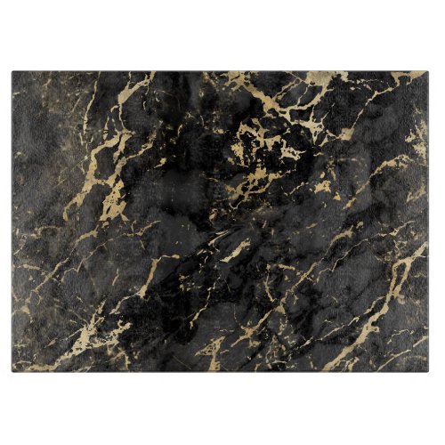 Modern Black and Gold Marble Pattern Cutting Board