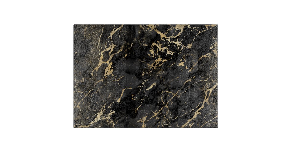 Modern Black and Gold Marble Pattern Cutting Board | Zazzle