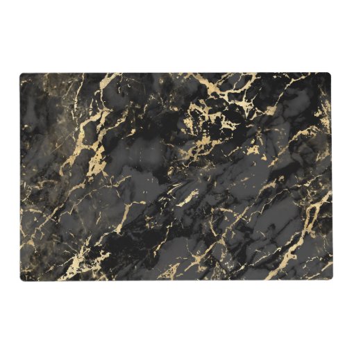 Modern Black and Gold Marble Pattern Placemat Zazzle