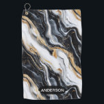 Modern Black and Gold Marble Personalized Golf Towel<br><div class="desc">Modern Black and Gold Marble Patterned and Personalized Golf Towel For Women.  Easy To Change The Sample Name To Your Own.</div>