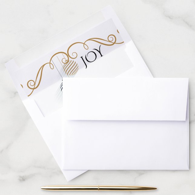 Modern Black and Gold Minimal Holiday Baubles Envelope Liner (Desk)