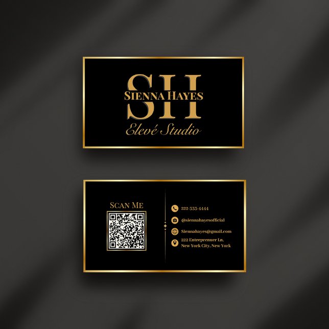 Modern Black and Gold Monogram Business Card (Creator Uploaded)