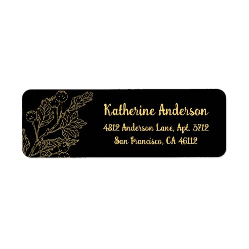 Modern Black and Gold New Years Eve Party Address Label