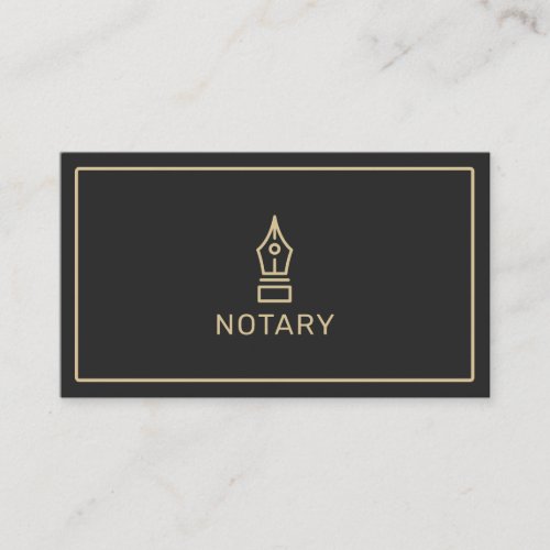 Modern black and gold notary loan signing agent business card