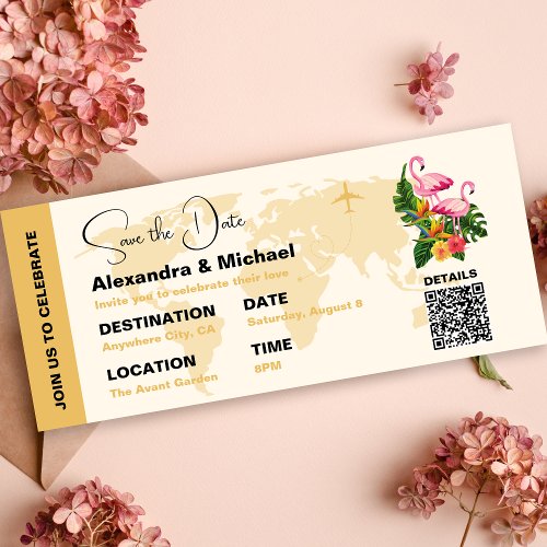 Modern Black and Gold Passport Save the Date Invit Invitation