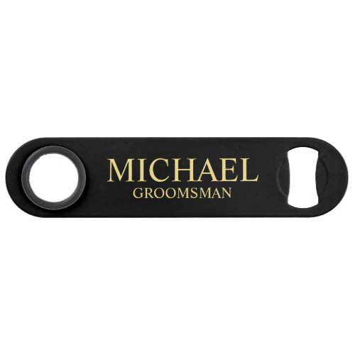 Modern Black and Gold Personalized Groomsman Bar Key