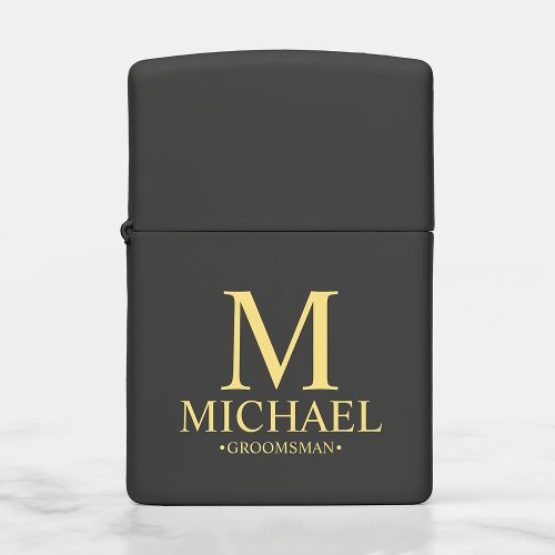 Modern Black and Gold Personalized Groomsman Zippo Lighter