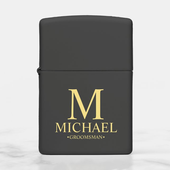 Modern Black and Gold Personalized Groomsman Zippo Lighter (Creator Uploaded)