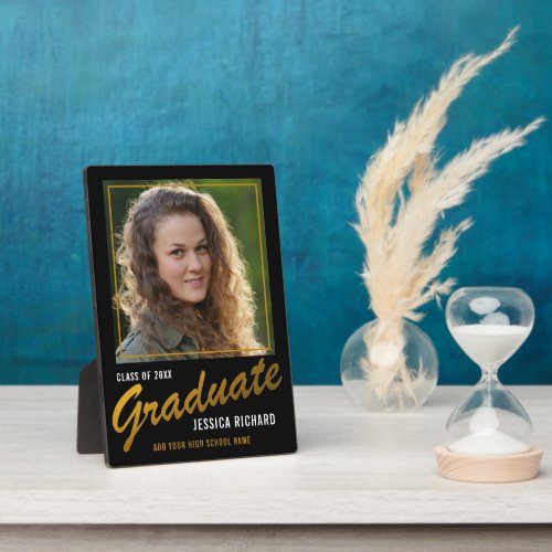 Modern Black And Gold Photo Graduation Keepsake