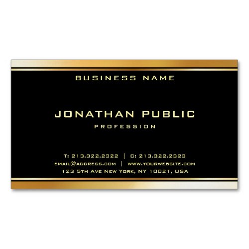 Modern Black And Gold Professional Template Chic Business Card Magnet