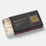 Modern Black and Gold QR Code business Matchboxes