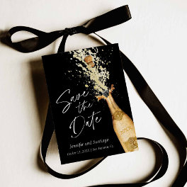 Modern Black and Gold Save the Date Invitation
