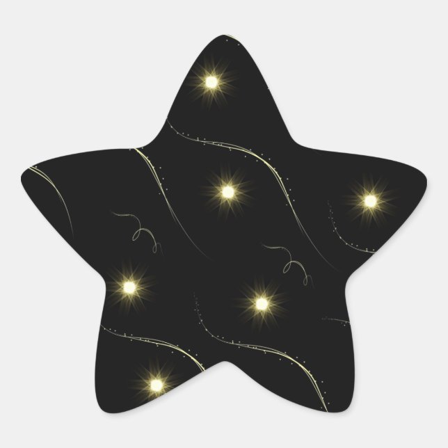 Modern Black And Gold Shooting Stars Star Sticker (Front)