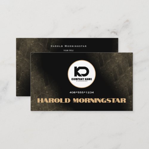 Modern Black and Gold Stone Qr and Logo Business Card