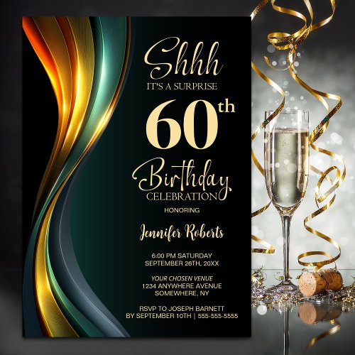 Modern Black and Gold Surprise 60th Birthday Party