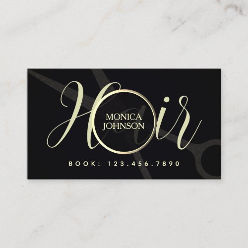 Modern black and gold tone hair   business card