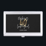 Modern black and gold typography 40th birthday business card case<br><div class="desc">Modern black and gold typography 40th birthday  gift. Part of a elegant stylish collection.</div>